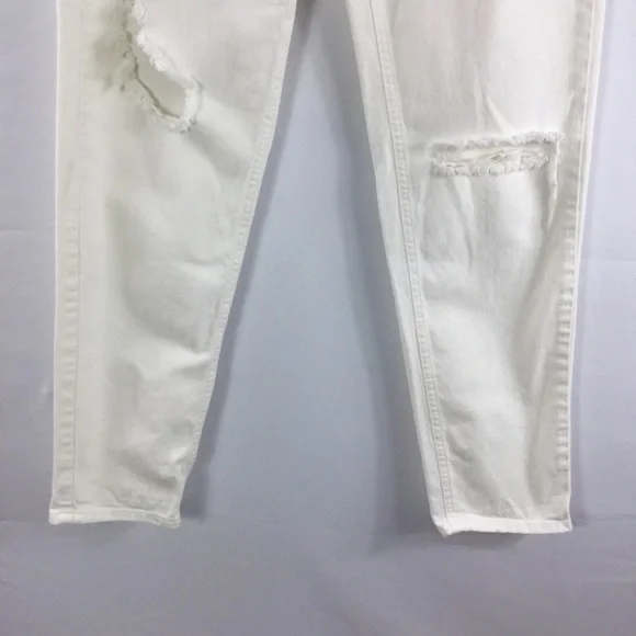 Bdg Urban Outfitters White Destroyed Mom Jeans Size 27 - Picture 5 of 11